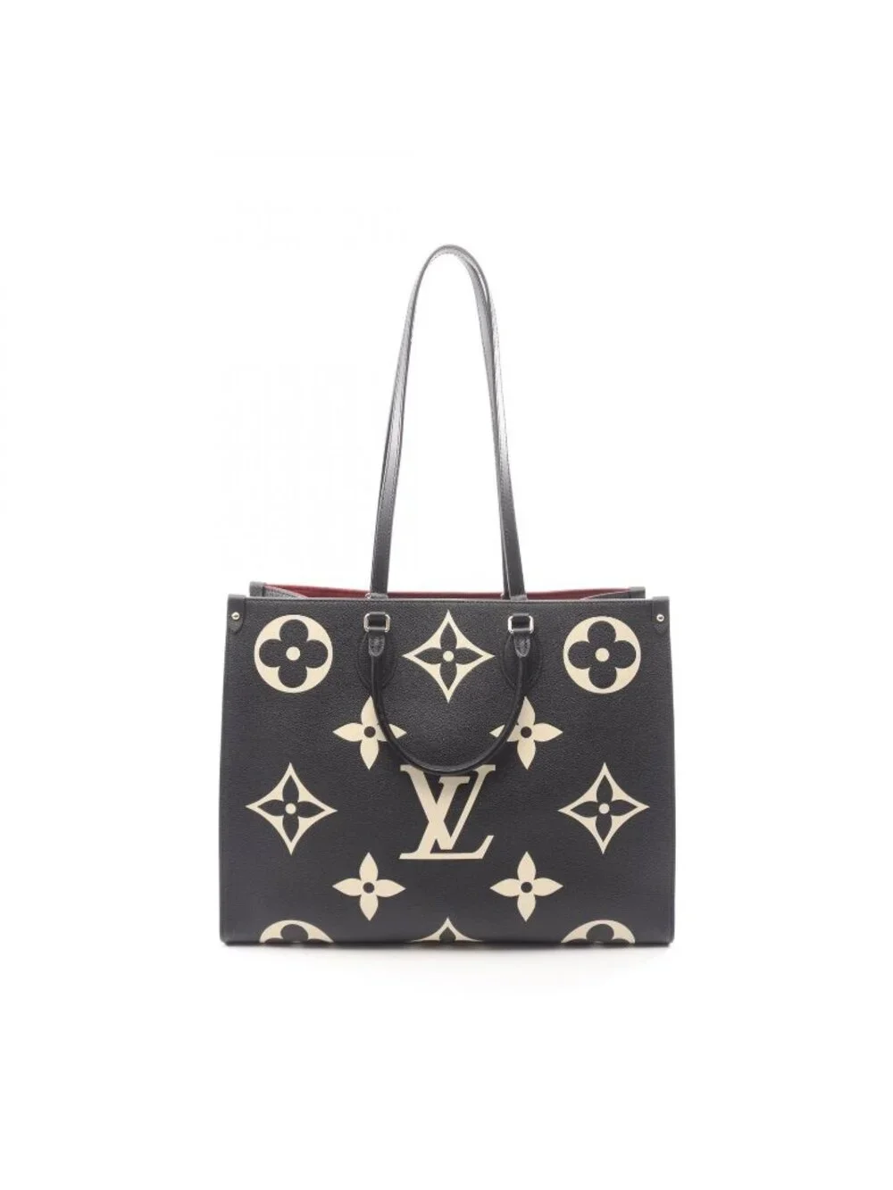 Louis Vuitton Tote On The Go GM Bicolor 2-Way Black Beige Leather
